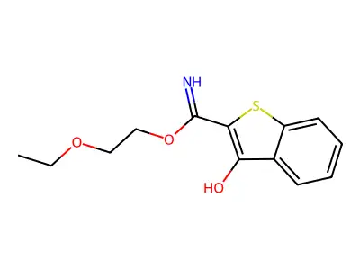 Benzo(b)thiophene-2-carboximidic acid, 3-hydroxy-, 2-ethoxyethyl ester structure