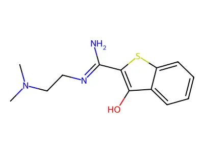 Benzo(b)thiophene-2-carboximidamide, N-(2-(dimethylamino)ethyl)-3-hydroxy- structure