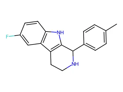 6-fluoro-1-(4-methylphenyl)-2,3,4,9-tetrahydro-1H-beta-carboline structure