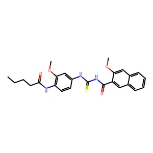 3-methoxy-N-[[3-methoxy-4-(pentanoylamino)phenyl]carbamothioyl]naphthalene-2-carboxamide structure
