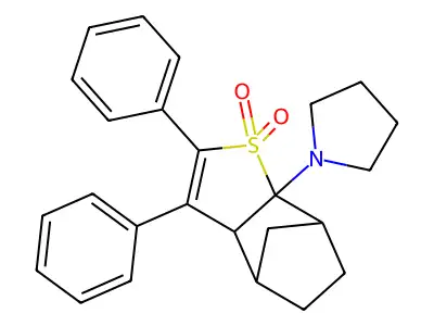 Pyrrolidine, 1-(4,5,6,7-tetrahydro-2,3-diphenyl-4,7-methanobenzo(b)thien-7a(3ah)-yl)-, S,S-dioxide, (3a-alpha,4-beta,7-beta,7a-alpha)- structure
