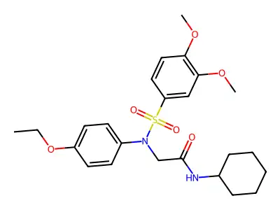 N-cyclohexyl-2-(N-(3,4-dimethoxyphenyl)sulfonyl-4-ethoxyanilino)acetamide structure