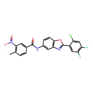 N-[2-(2-chloro-4,5-difluorophenyl)-1,3-benzoxazol-5-yl]-4-methyl-3-nitrobenzamide structure