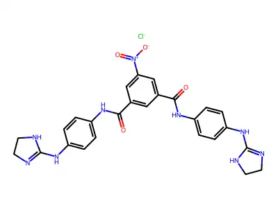 N,N'-Bis[4-(4,5-dihydro-1H-imidazol-2-ylamino)phenyl]-5-nitroisophthalamide structure
