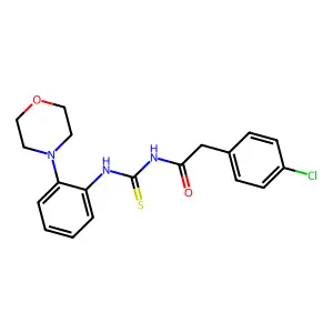 2-(4-chlorophenyl)-N-[[2-(4-morpholinyl)anilino]-sulfanylidenemethyl]acetamide structure