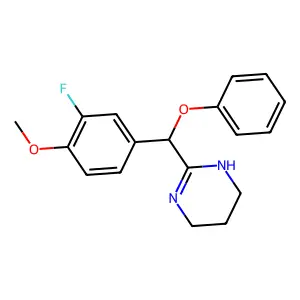 Pyrimidine, 3,4,5,6-tetrahydro-2-(3-fluoro-4-methoxy-alpha-phenoxybenzyl)- structure