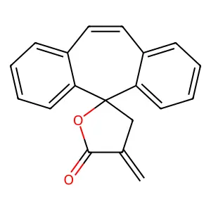 3-Methylene-6,7:10,11-dibenz-1-oxaspiro(4.6)undec-8-en-2-one structure