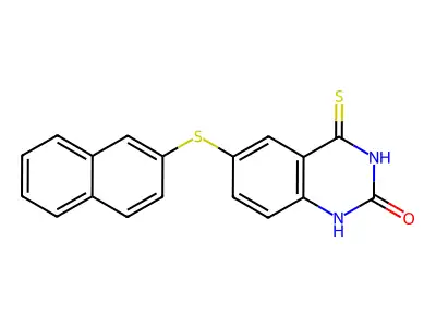 2-Hydroxy-4-mercapto-6-[2-naphthylthio]quinazoline structure