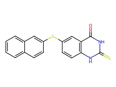 4-Hydroxy-2-mercapto-6-[2-naphthylthio]quinazoline structure