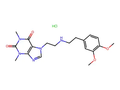 Theophylline, 7-(2-(3,4-dimethoxyphenethylamino)ethyl)-, monohydrochloride structure