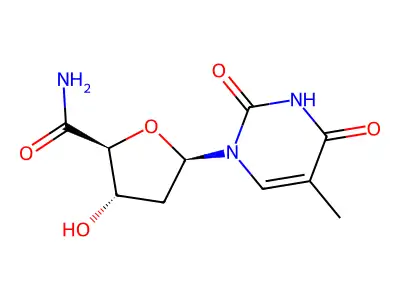 beta-D-erythro-Pentofuranuronamide, 1,2-dideoxy-1-(3,4-dihydro-5-methyl-2,4-dioxo-1(2H)-pyrimidinyl)- structure