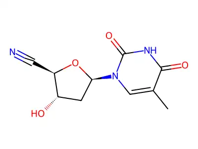 beta-D-erythro-Pentofuranuronitrile, 1,2-dideoxy-1-(3,4-dihydro-5-methyl-2,4-dioxo-1(2H)-pyrimidinyl)- structure