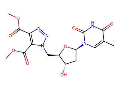 Thymidine, 5'-(4,5-bis(methoxycarbonyl)-1H-1,2,3-triazol-1-yl)-5'-deoxy- structure