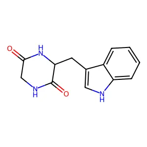 3-(1H-indol-3-ylmethyl)piperazine-2,5-dione structure