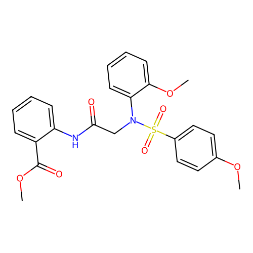 methyl 2-({N-(2-methoxyphenyl)-N-[(4-methoxyphenyl)sulfonyl]glycyl}amino)benzoate structure