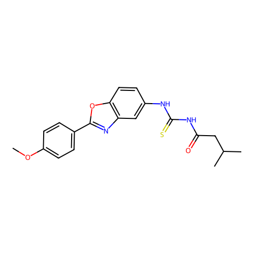 N-{[2-(4-methoxyphenyl)-1,3-benzoxazol-5-yl]carbamothioyl}-3-methylbutanamide structure