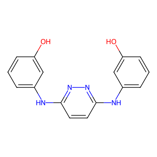 N,N'-bis(3-hydroxyphenyl)pyridazine-3,6-diamine structure