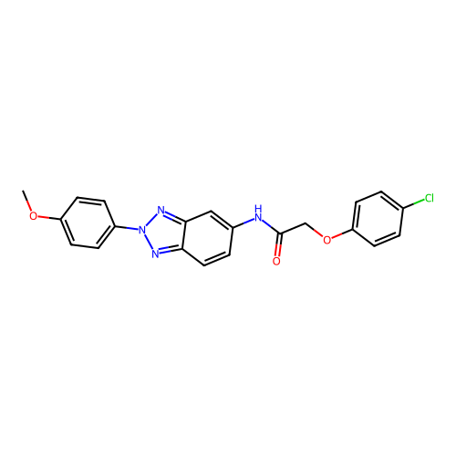 2-(4-chlorophenoxy)-N-[2-(4-methoxyphenyl)-2H-benzotriazol-5-yl]acetamide structure