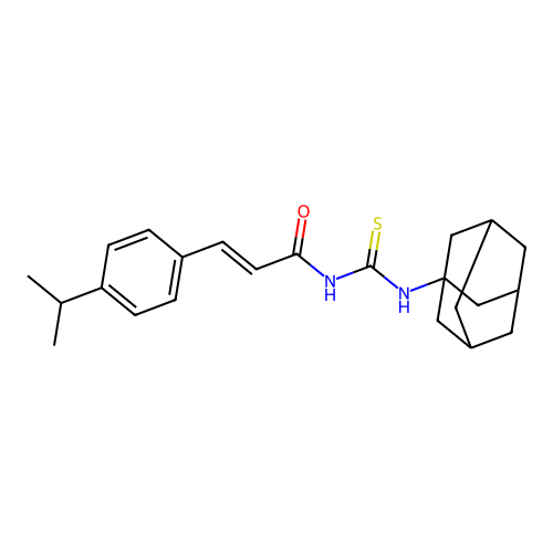 (2E)-3-[4-(propan-2-yl)phenyl]-N-(tricyclo[3.3.1.1~3,7~]dec-1-ylcarbamothioyl)prop-2-enamide structure