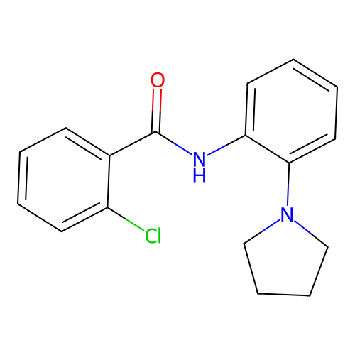 2-chloro-N-(2-pyrrolidin-1-ylphenyl)benzamide structure