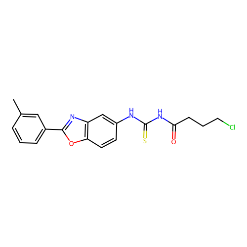 4-chloro-N-{[2-(3-methylphenyl)-1,3-benzoxazol-5-yl]carbamothioyl}butanamide structure