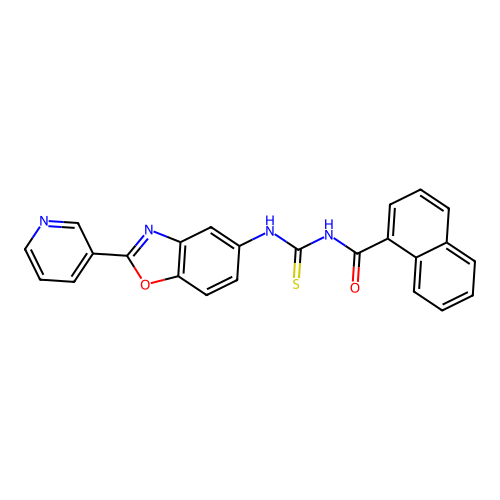 N-{[2-(pyridin-3-yl)-1,3-benzoxazol-5-yl]carbamothioyl}naphthalene-1-carboxamide structure