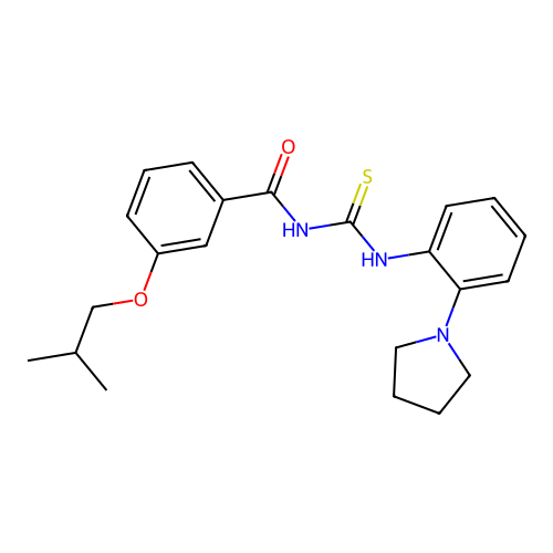3-(2-methylpropoxy)-N-{[2-(pyrrolidin-1-yl)phenyl]carbamothioyl}benzamide structure