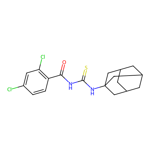N-((3s,5s,7s)-adamantan-1-ylcarbamothioyl)-2,4-dichlorobenzamide structure