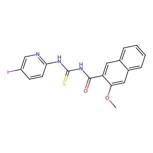 N-[(5-iodopyridin-2-yl)carbamothioyl]-3-methoxynaphthalene-2-carboxamide structure