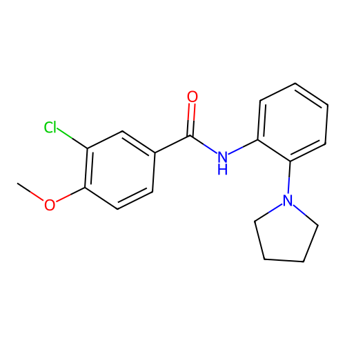 3-chloro-4-methoxy-N-(2-(pyrrolidin-1-yl)phenyl)benzamide structure