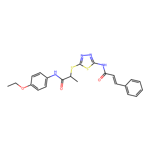 N-(5-((1-((4-ethoxyphenyl)amino)-1-oxopropan-2-yl)thio)-1,3,4-thiadiazol-2-yl)cinnamamide structure