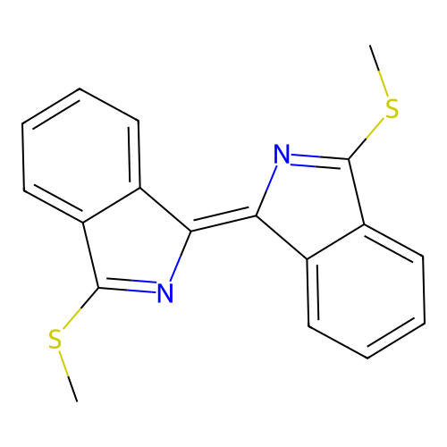 1-Methylsulfanyl-3-(3-methylsulfanylisoindol-1-ylidene)isoindole structure