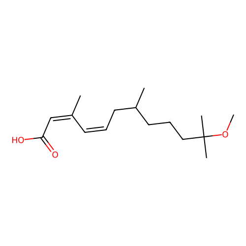 (+-)-(2Z,4E)-11-Methoxy-3,7,11-trimethyl-2,4-dodecadienoic acid structure