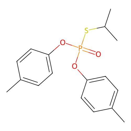 Phosphorothioic acid, S-(1-methylethyl) O,O-bis(4-methylphenyl) ester structure