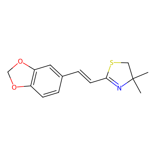 Thiazole, 4,5-dihydro-2-(2-(1,3-benzodioxol-5-yl)ethenyl)-4,4-dimethyl- structure