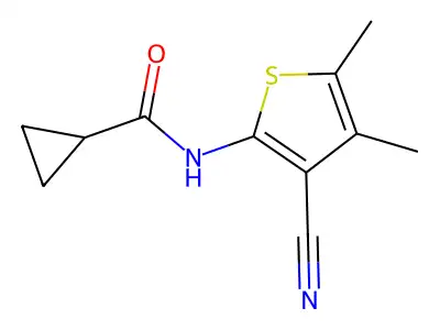 N-(3-cyano-4,5-dimethylthiophen-2-yl)cyclopropanecarboxamide structure