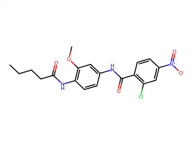 2-chloro-N-[3-methoxy-4-(pentanoylamino)phenyl]-4-nitrobenzamide structure