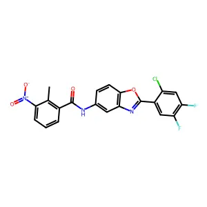 N-[2-(2-chloro-4,5-difluorophenyl)-1,3-benzoxazol-5-yl]-2-methyl-3-nitrobenzamide structure