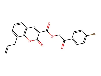 2-(4-bromophenyl)-2-oxoethyl 2-oxo-8-(prop-2-en-1-yl)-2H-chromene-3-carboxylate structure