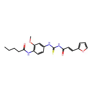 N-[4-({[(2E)-3-(furan-2-yl)prop-2-enoyl]carbamothioyl}amino)-2-methoxyphenyl]pentanamide structure