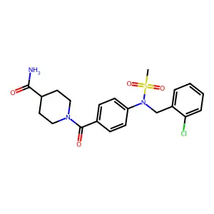 1-({4-[(2-chlorobenzyl)(methylsulfonyl)amino]phenyl}carbonyl)piperidine-4-carboxamide structure