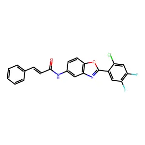(E)-N-[2-(2-chloro-4,5-difluorophenyl)-1,3-benzoxazol-5-yl]-3-phenylprop-2-enamide structure