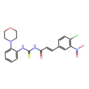 (E)-3-(4-chloro-3-nitrophenyl)-N-[(2-morpholin-4-ylphenyl)carbamothioyl]prop-2-enamide structure