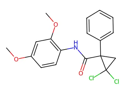 2,2-dichloro-N-(2,4-dimethoxyphenyl)-1-phenylcyclopropanecarboxamide structure