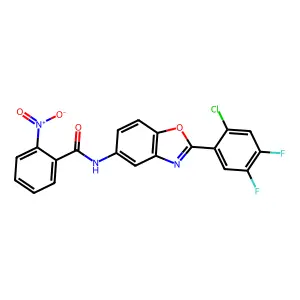 N-[2-(2-chloro-4,5-difluorophenyl)-1,3-benzoxazol-5-yl]-2-nitrobenzamide structure