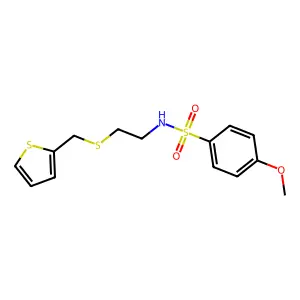 4-methoxy-N-[2-(thiophen-2-ylmethylsulfanyl)ethyl]benzenesulfonamide structure