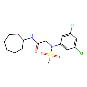 N-cycloheptyl-2-(3,5-dichloro-N-methylsulfonylanilino)acetamide structure