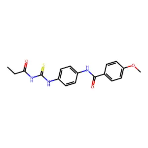 4-methoxy-N-[4-[[(1-oxopropylamino)-sulfanylidenemethyl]amino]phenyl]benzamide structure