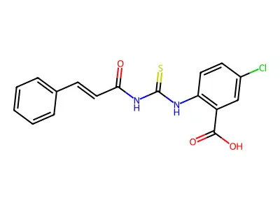5-Chloro-2-[[[(1-oxo-3-phenyl-2-propenyl)amino]thioxomethyl]amino]-benzoic acid structure
