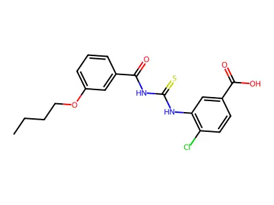 3-[[[(3-Butoxybenzoyl)amino]thioxomethyl]amino]-4-chloro-benzoic acid structure